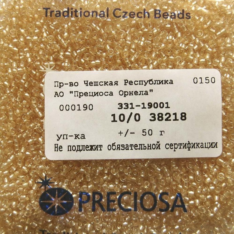 Бисер [38218] прозрачный со светло-коричневой линией 10/0