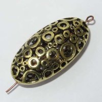 Бусина овальная "колечки" "латунь" 39х19
