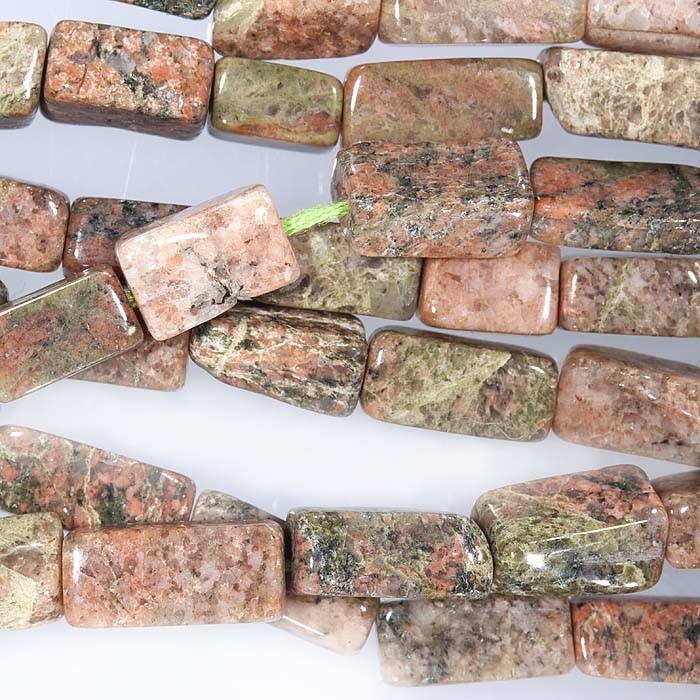 Унакит, бусина "брусок" 4х8 (нитка)