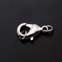 Замочек "лобстер" с колечками 8х15 (серебро)