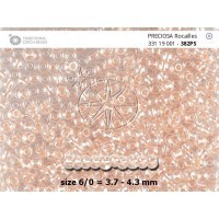 Бисер [382PS] прозрачный глянцевый со светло-лососёвой жемчужной линией 10/0