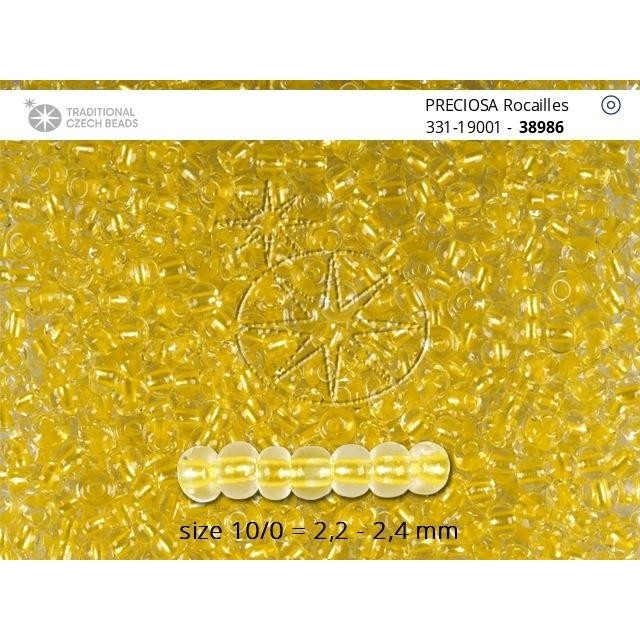 Бисер [38986] crystal, colour lined yellow pearl  10/0